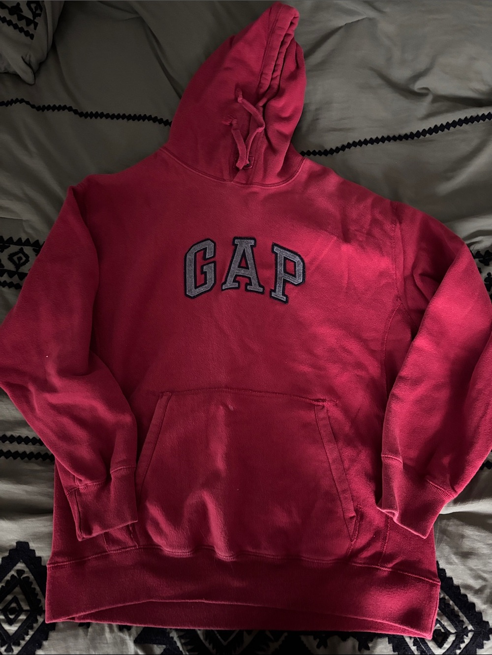 GAP Men's Bright Red Crewneck Hoodie with Logo
